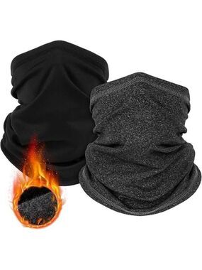 2 Pack Winter Neck Gaiter Warmers – Windproof Fleece Face Cover Unisex